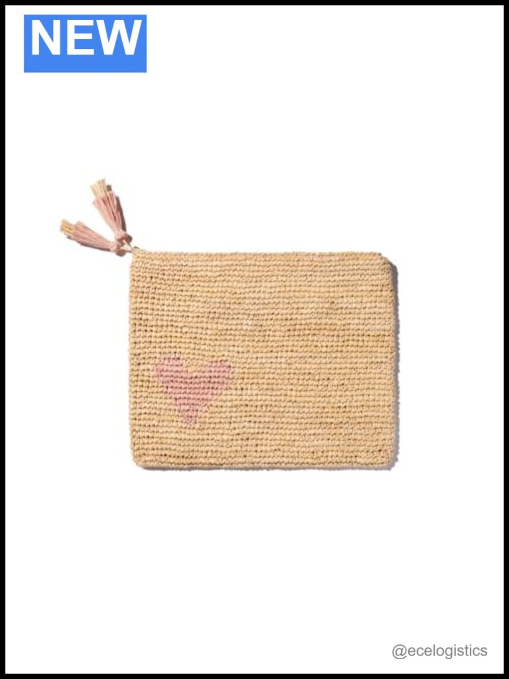 Raffia Clutch with Tassels, Woven Beach Bag, Zip Pouch, Vacation Essential